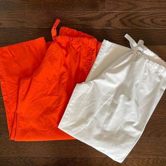 Fundamentals By White Swan Womens Scrub Uniform Pants Orange White Medium‎ 2 PC - Picture 1 of 8